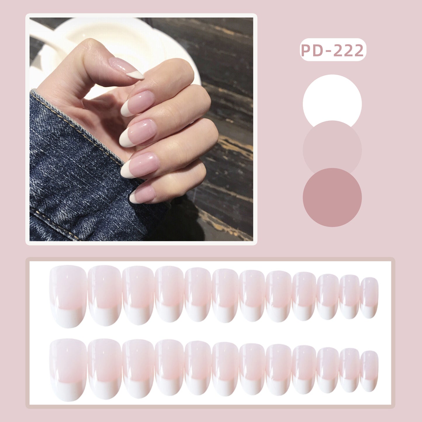 French Tip Fake Nails
