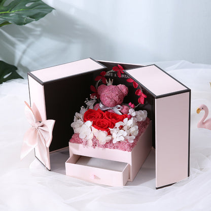 Bear and Rose Necklace Gift Box