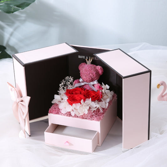Bear and Rose Necklace Gift Box
